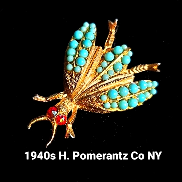 H Pomerantz Co NY Jewelry - 1940s H Pomerantz Co NY Bug Brooch